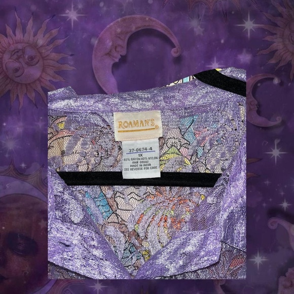 80s lavender lace button up blouse - Picture 3 of 5